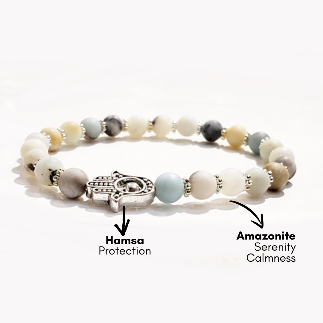 Serenity Shield Amazonite Hamsa Bracelet