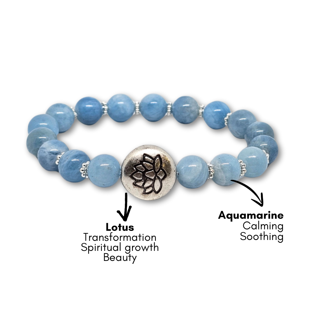 Tranquil Bloom Aquamarine Lotus Bracelet