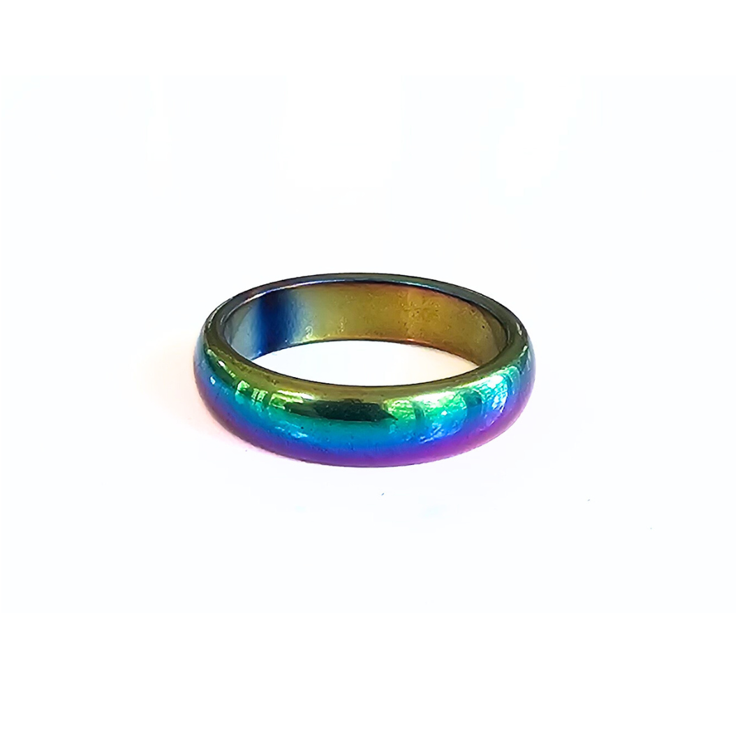 Magnetic Titanium Hematite Ring – Domed Band, Size 12