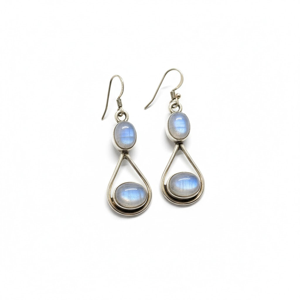 Rainbow Moonstone Sterling Silver Earrings – Intuition, Balance & Inner Light