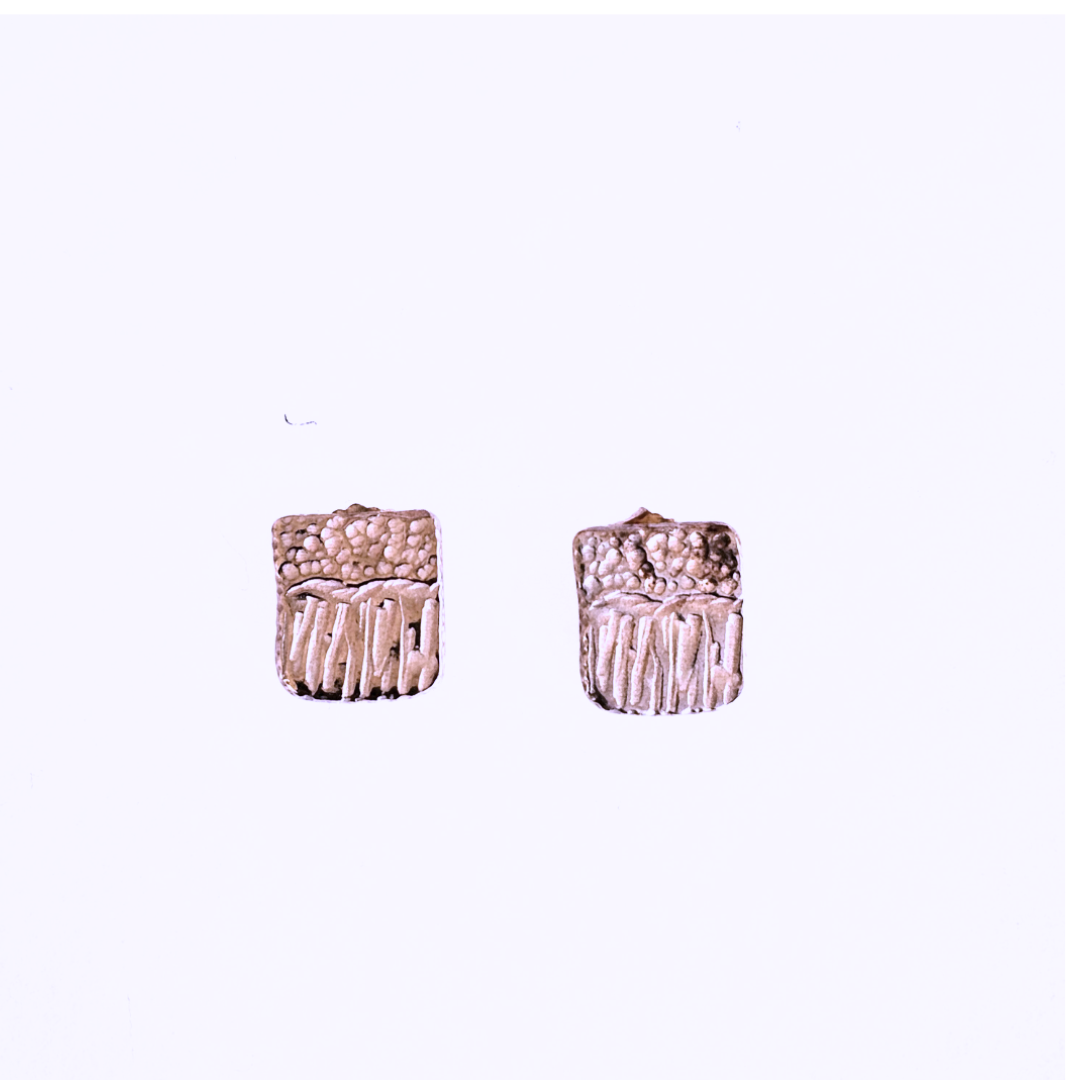 Sterling Silver Textured Studded Earrings