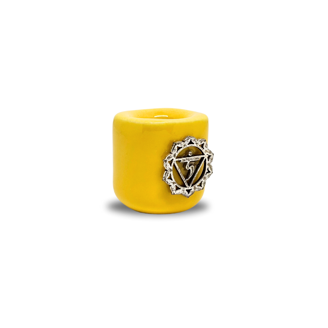Solar Plexus Mini Ceramic Candle Holder with Emblem