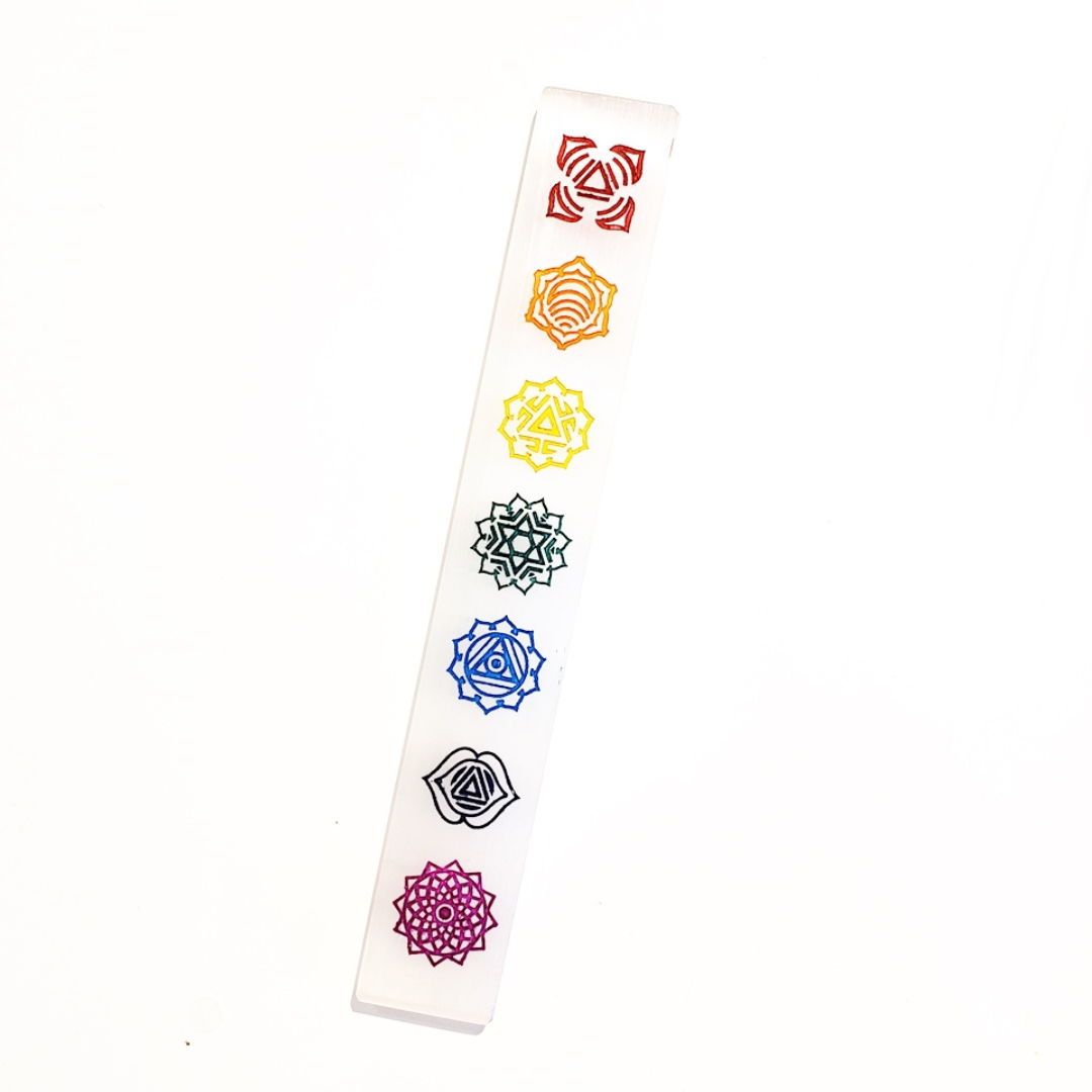 Selenite 7 Chakra Wand - Chakra Cleansing