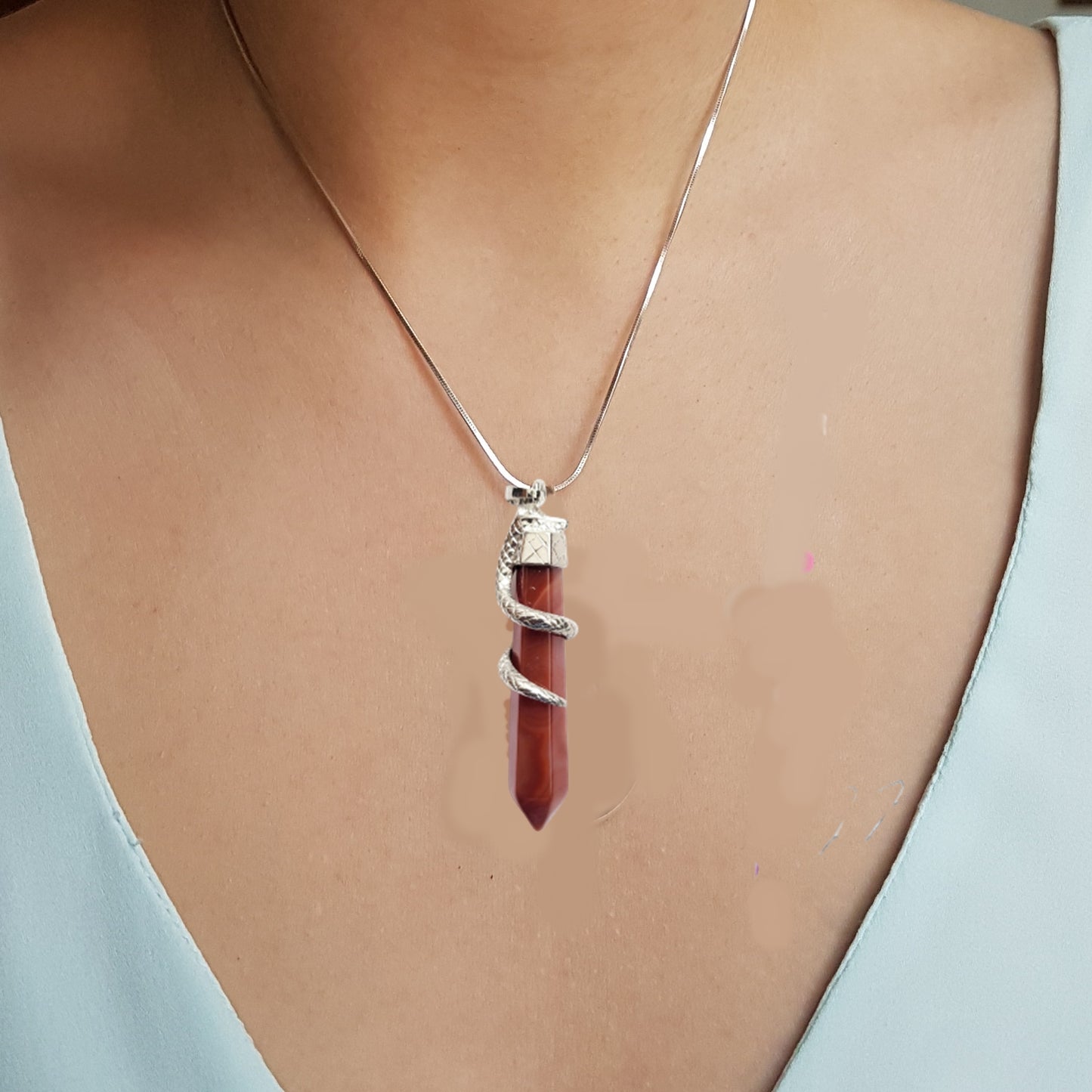 Carnelian Point Snake Pendant