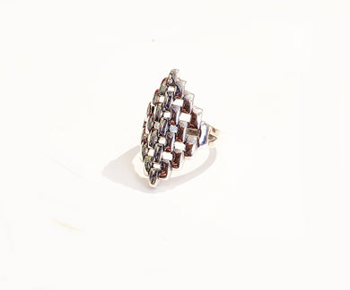 Silver Patterned Ring - Sz 9