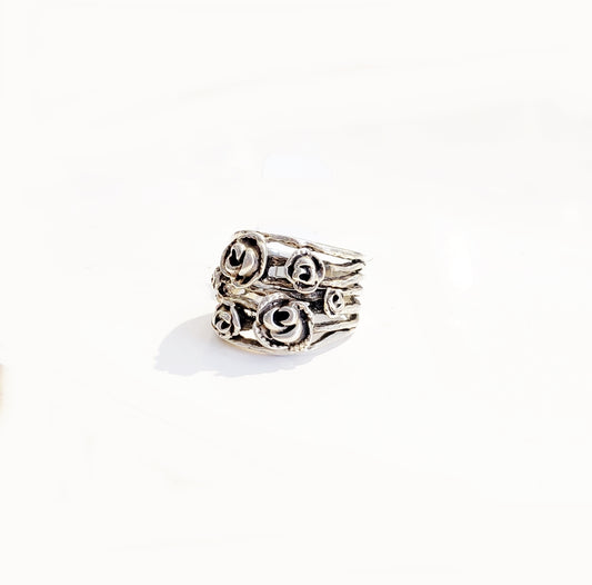 Silver Roses Ring - Sz 9