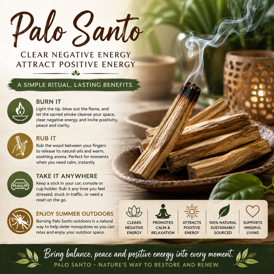Clear the Energy. Calm the Mind. Discover Palo Santo.
