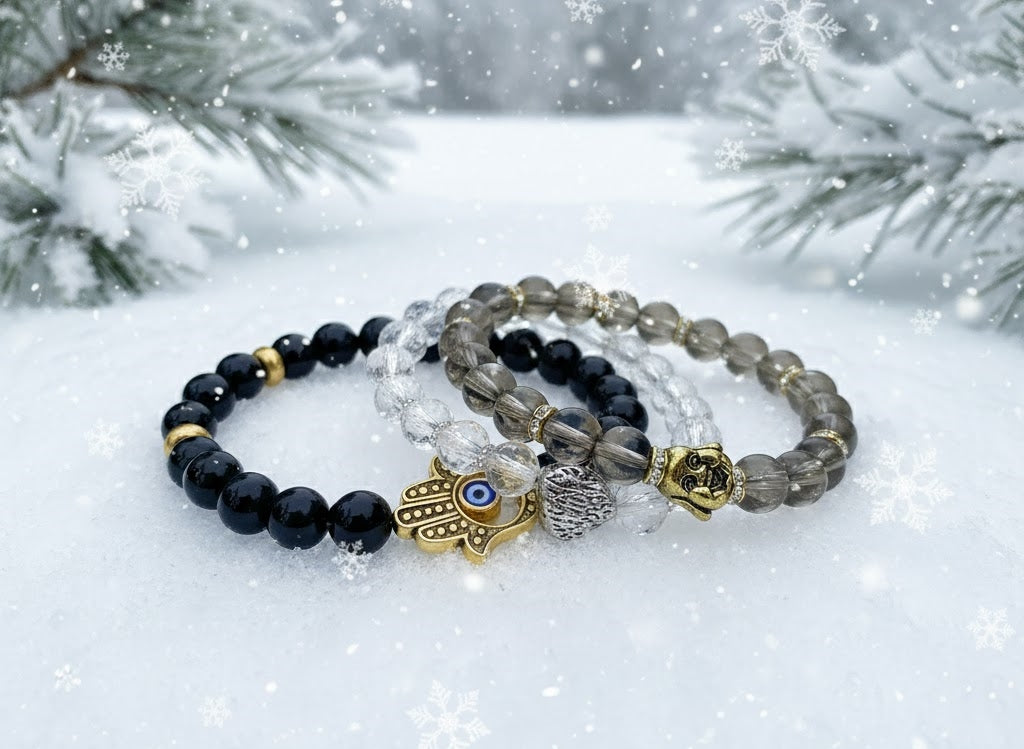 Embrace Winter Energy with Clear Quartz, Smoky Quartz & Black Tourmaline Bracelets