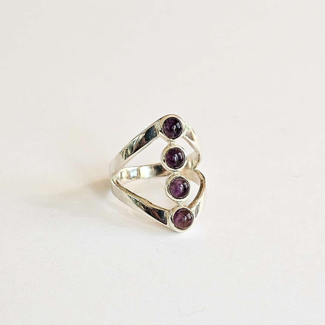 Amethyst Four Stone Ring - Sz 8 & 12