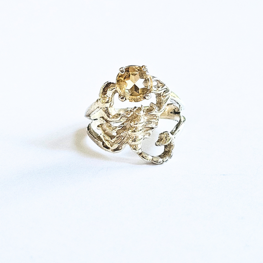 Golden Topaz Scorpion Ring - Sz 8