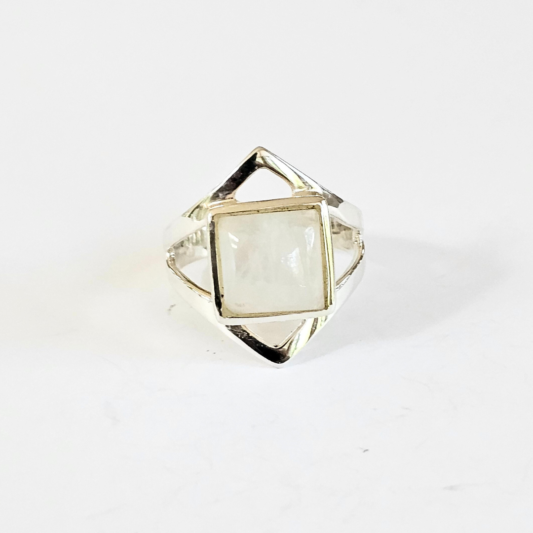 Rainbow Moonstone Ring - Sz 8