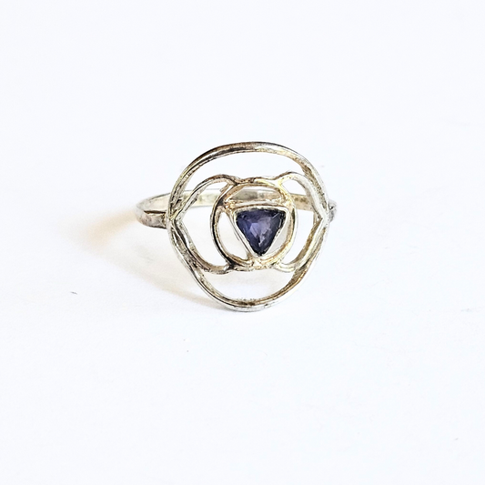 Third Eye Chakra Ring with Iolite Gemstone - Sz 8