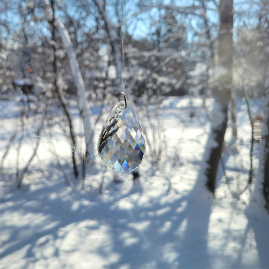 Clear Crystal Multi-Faceted Twisted Oval Prism