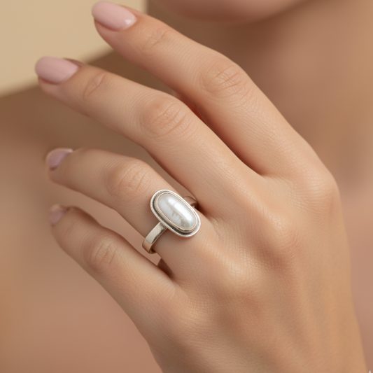 Biwa Pearl Ring - Sz 8.5 - Purity and Truth