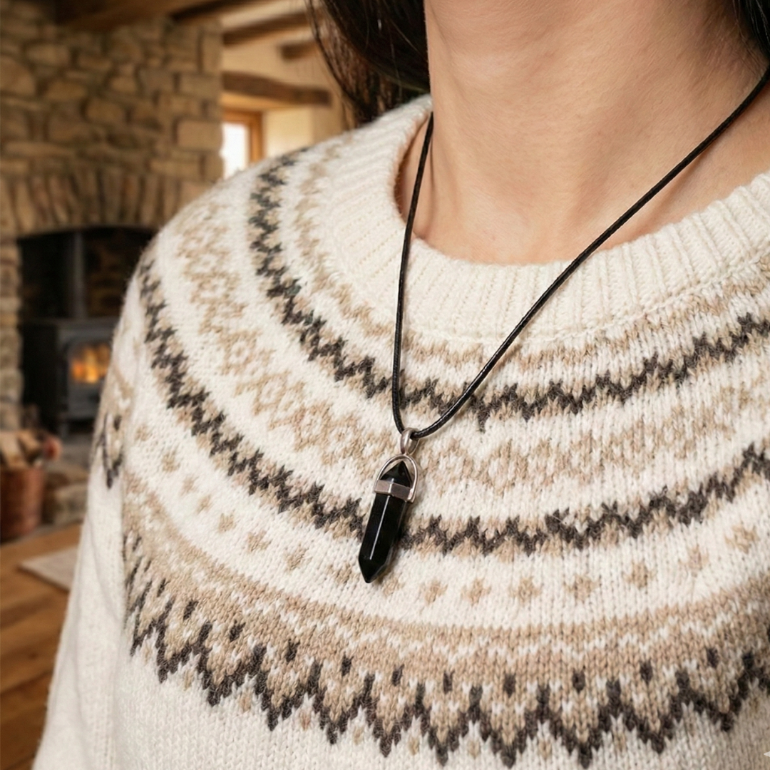 Black Onyx Point Pendant – Grounding, Protection & Strength