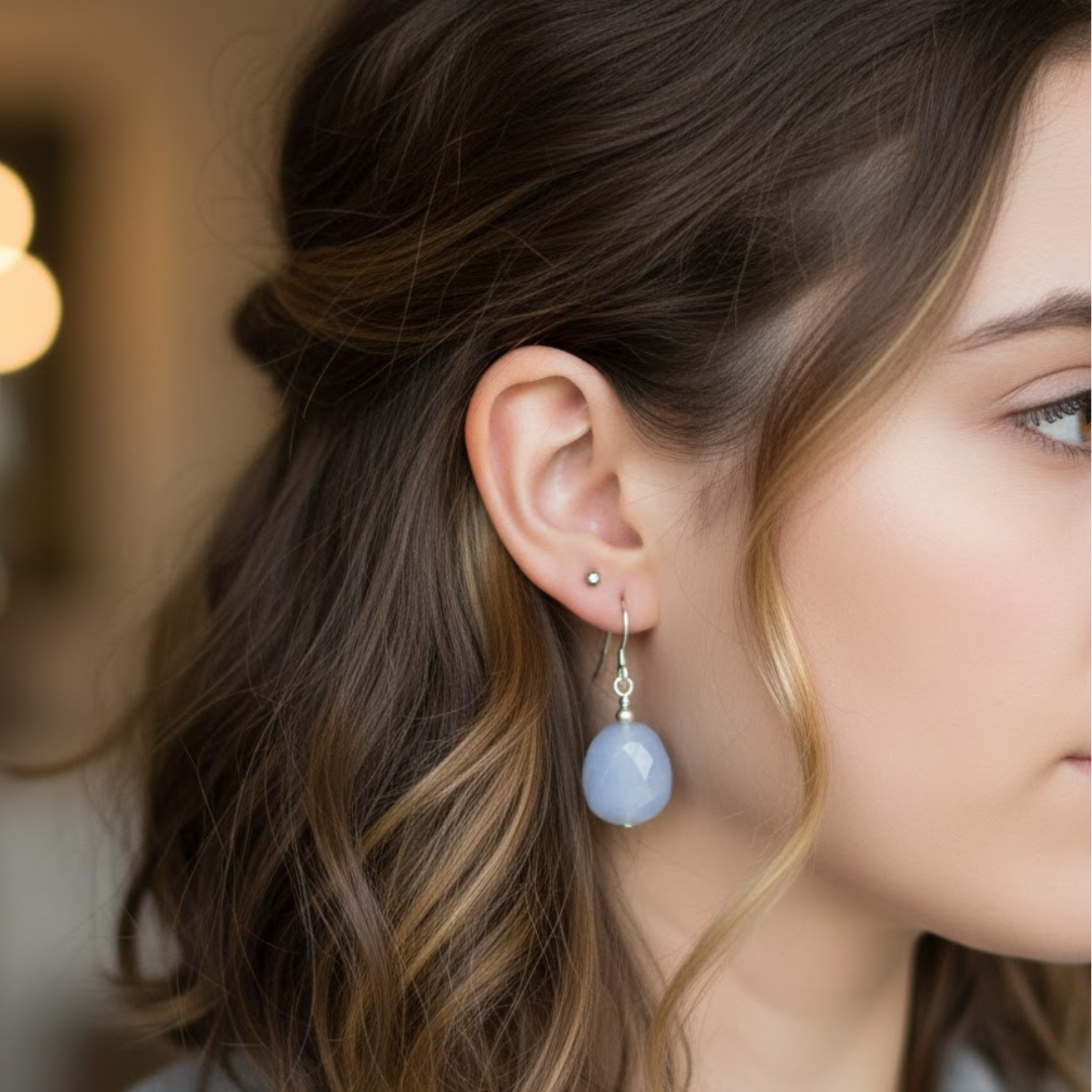 Blue Chalcedony Sterling Silver Earrings – Calm, Communication & Emotional Balance