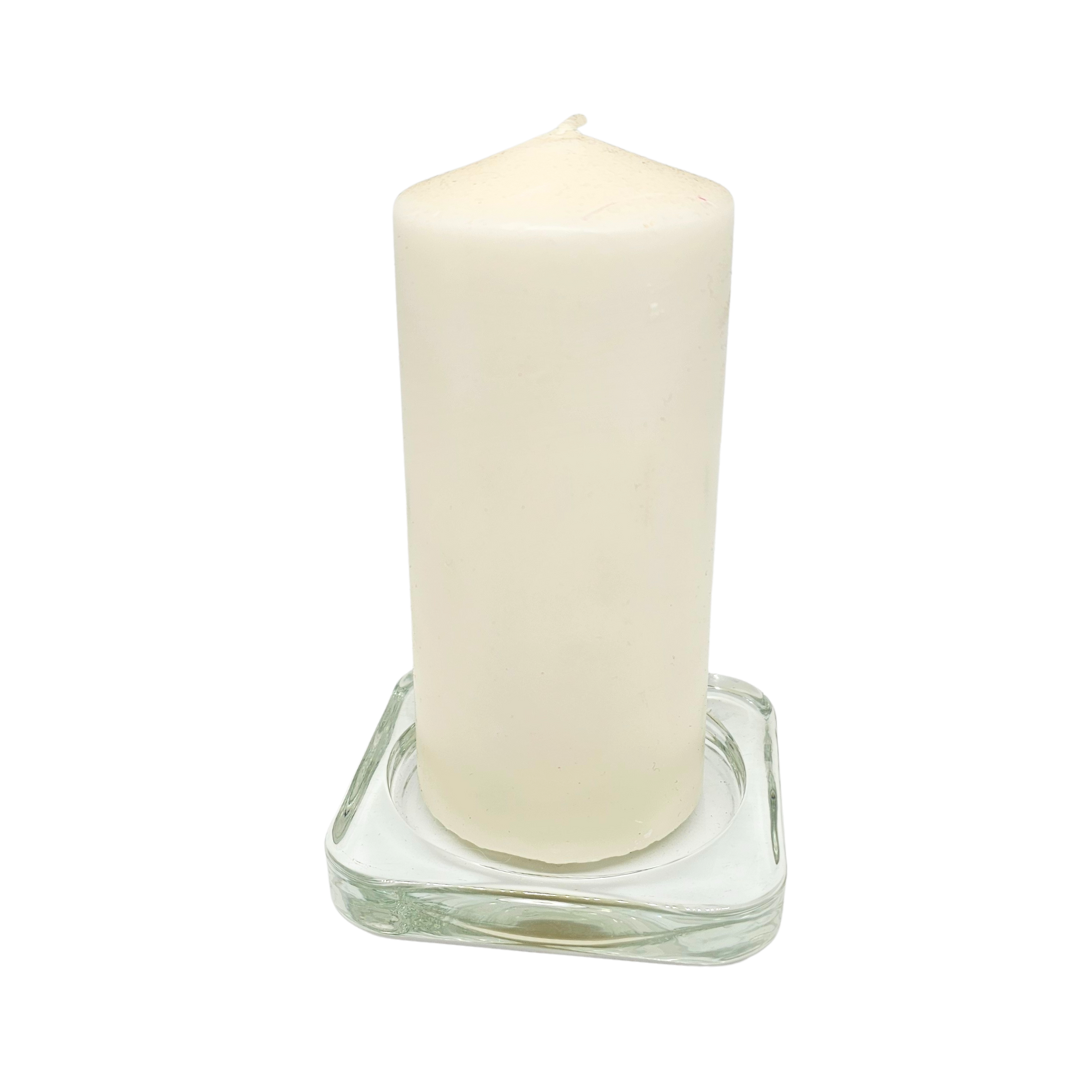 White Pillar Altar Candle with Glass Holder