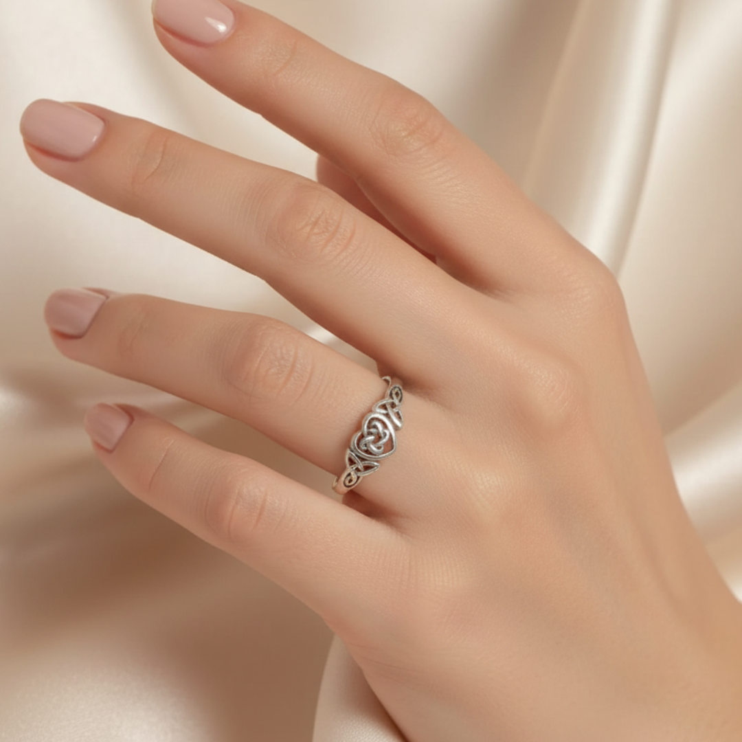 Celtic Trinity Heart Ring - Size 8 - Love, Affection and Deep Emotions