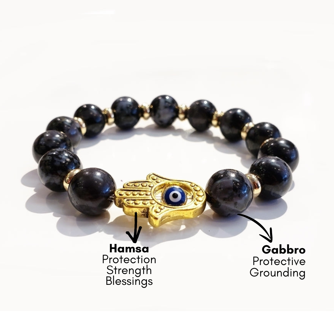 Empath Protection Hamsa Bracelet - Gabbro