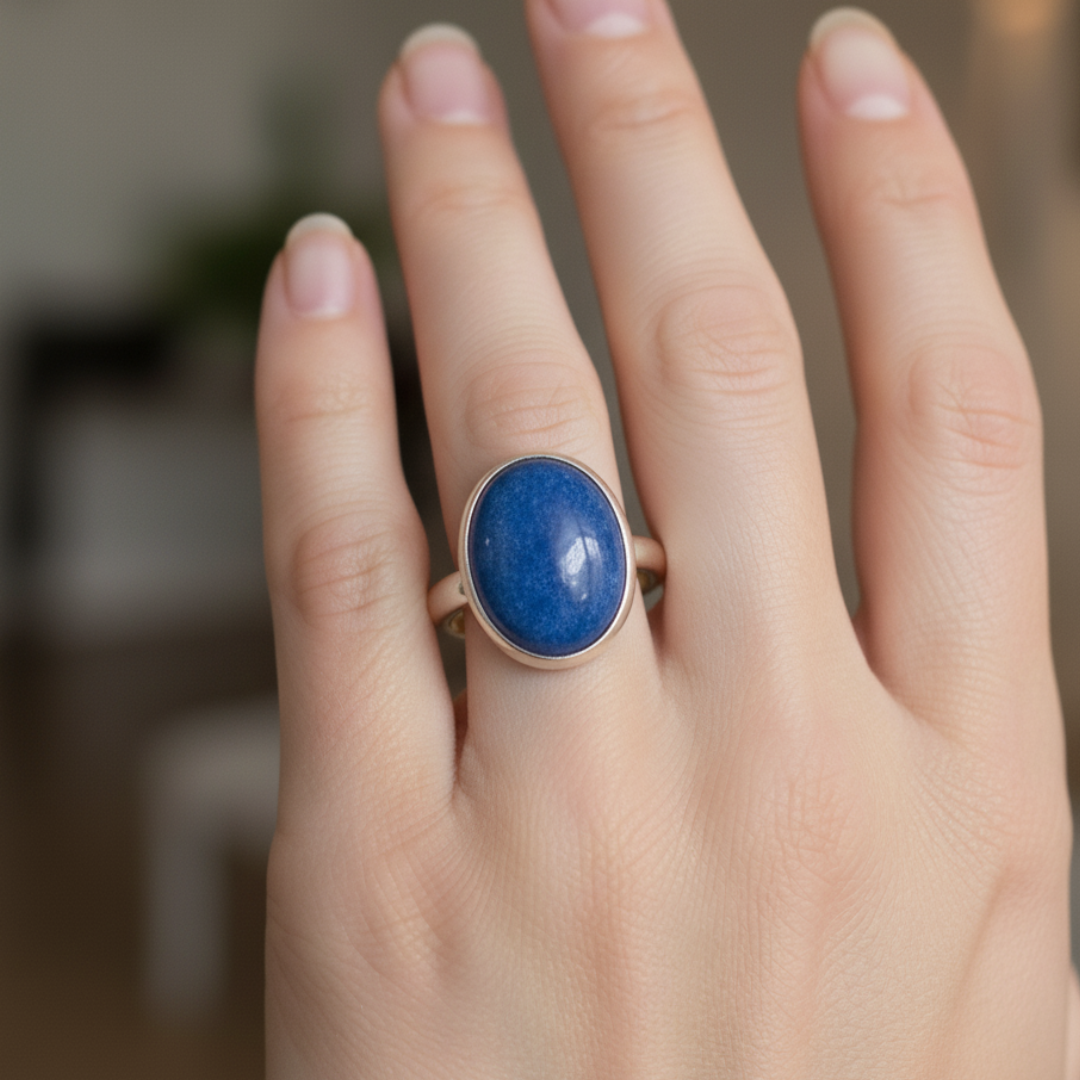 Lapis Lazuli Oval Ring - Sz 6.5 - Self-Awareness and Truth