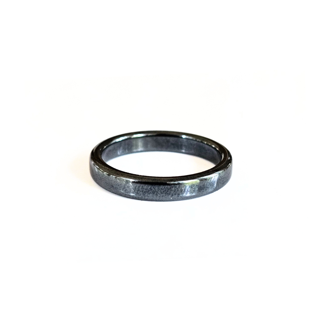 Narrow Band Hematite Ring