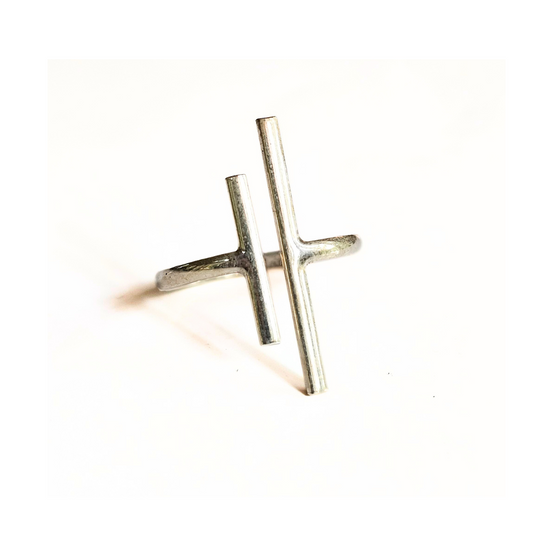 Sterling Silver Parallel Bar Open Ring - Sz8.5 - Balance. Intention. Infinite Possibility.