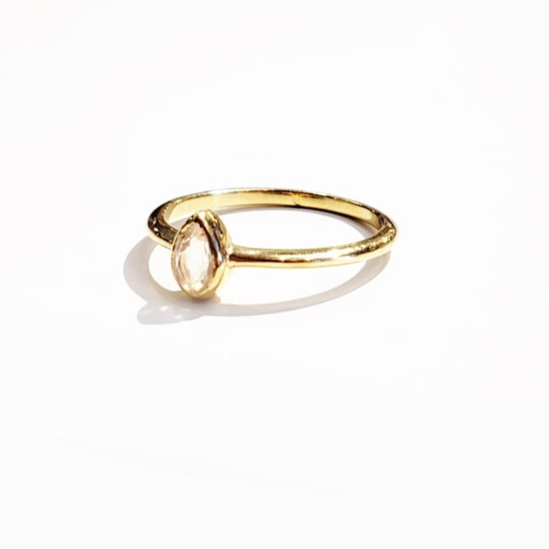 Rose Quartz Vermeil Gold Ring