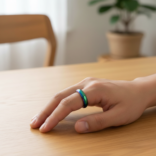 Magnetic Titanium Hematite Ring – Domed Band, Size 12