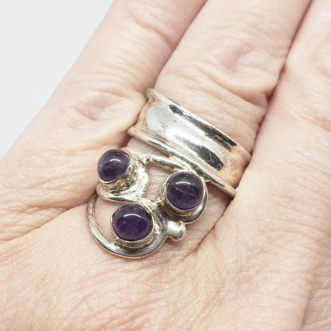 Amethyst Cuff Ring - Sz 8