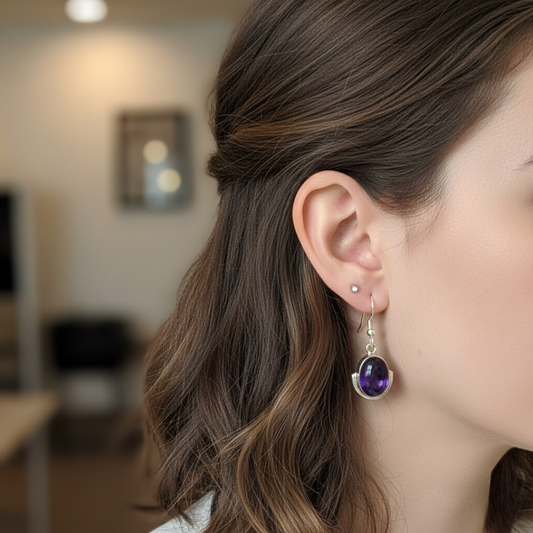 Amethyst Sterling Silver Dangle Earrings – Serenity, Balance & Timeless Elegance