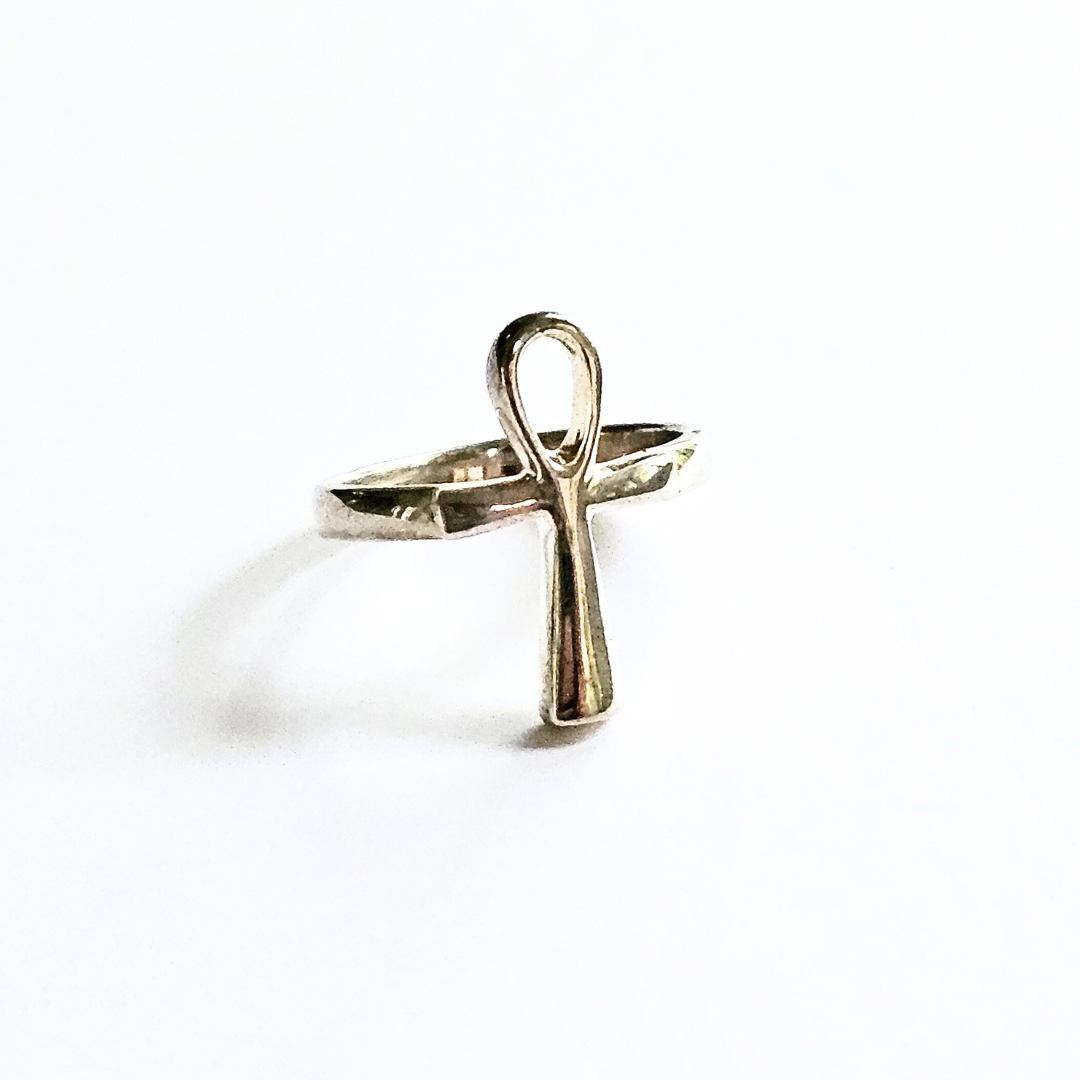 Sterling Silver Ankh Ring - Sz 7