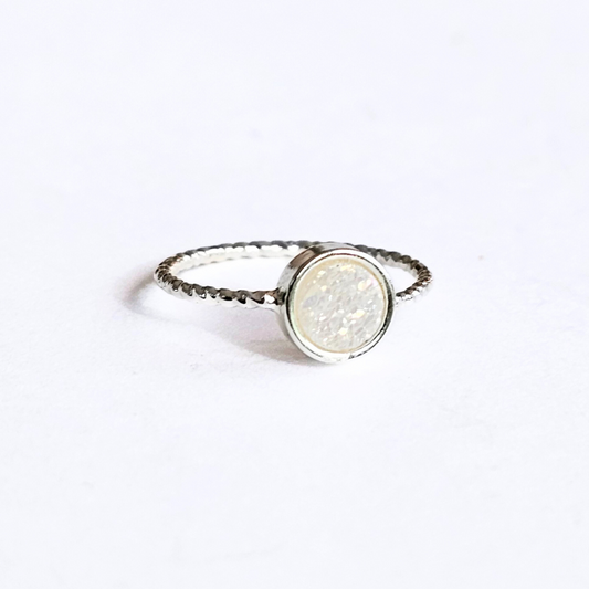 Druzy Agate Ring (Silver Plated) - Sz 5