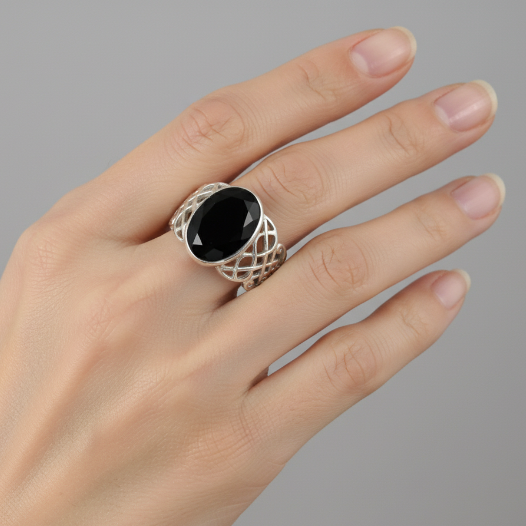 Black Onyx Ring  - Size 11 - Strength and Protection