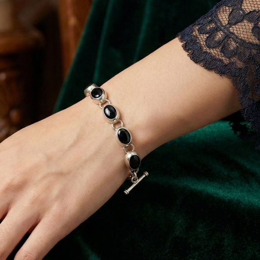 Black Onyx Sterling Silver Bracelet - Sophisticated Armour