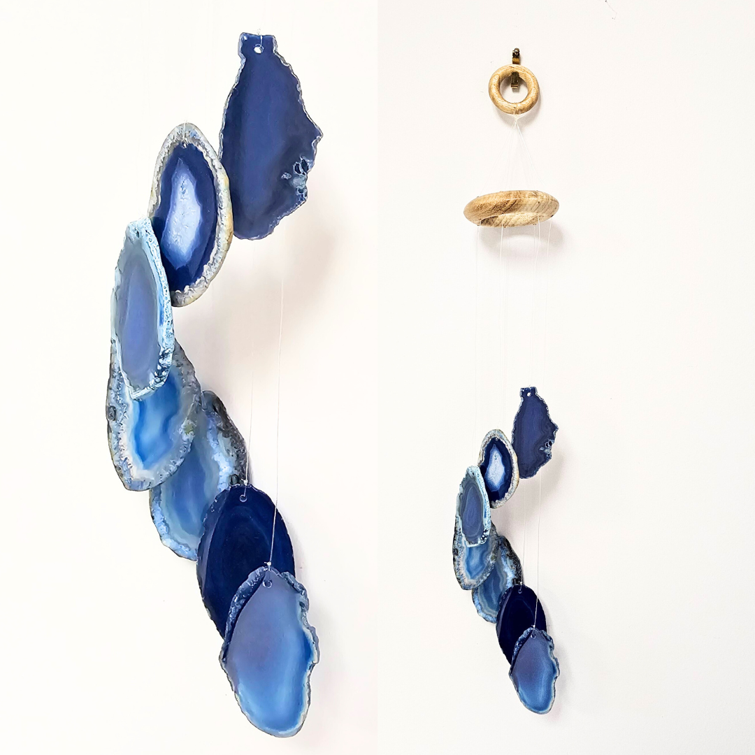 Agate Slice Wind Chime - Blue