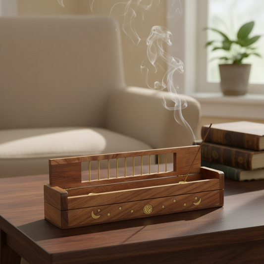All-In-One Wooden Incense Box, Holder & Burner – A Beautiful Fusion of Form and Function