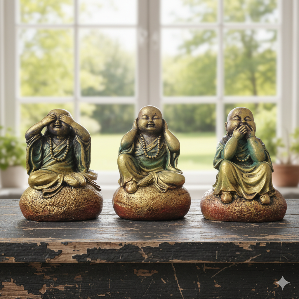 Three Wise Buddha Statues – See No Evil, Hear No Evil, Speak No Evil
