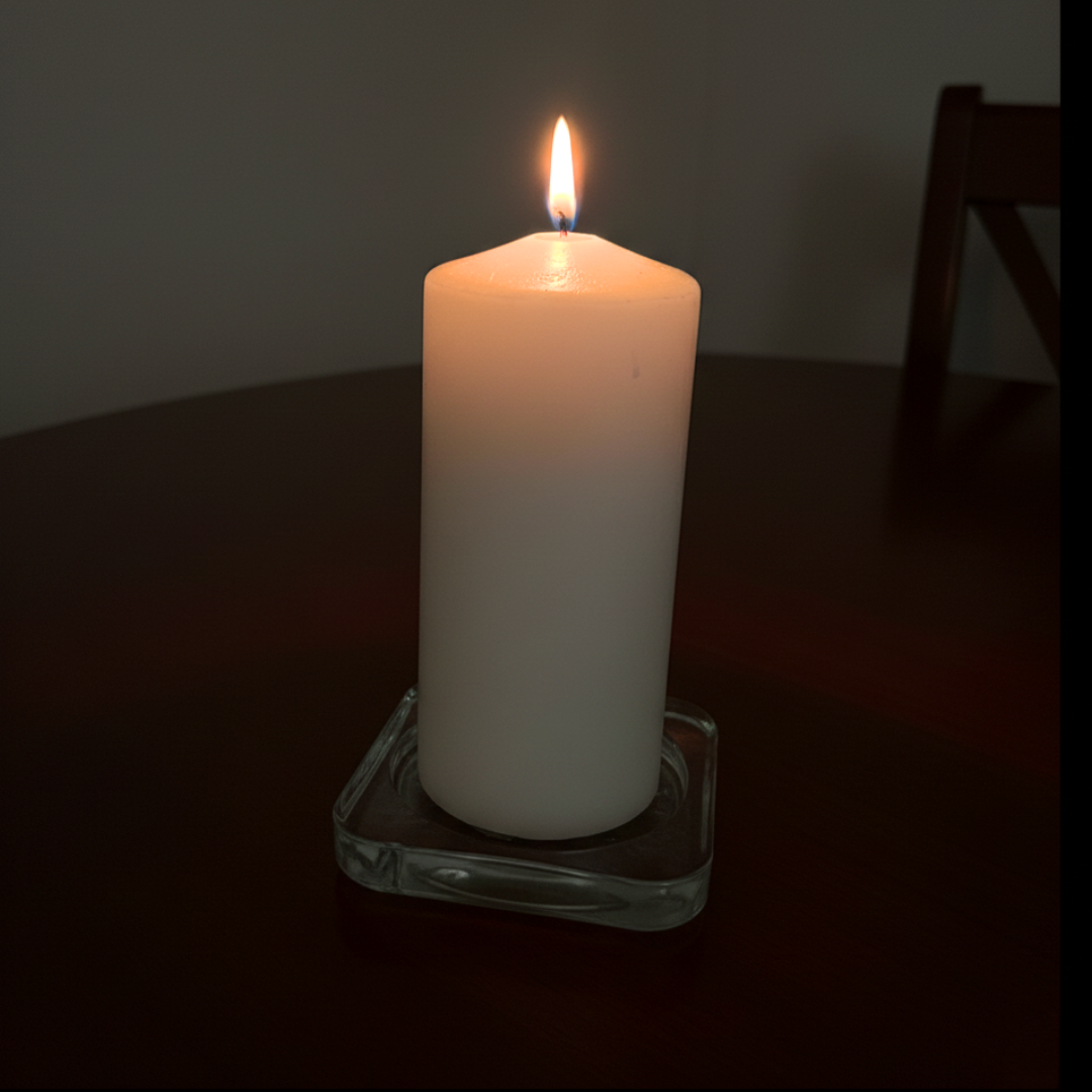 White Pillar Altar Candle with Glass Holder