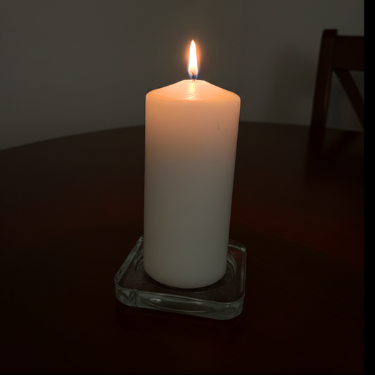 White Pillar Altar Candle with Glass Holder