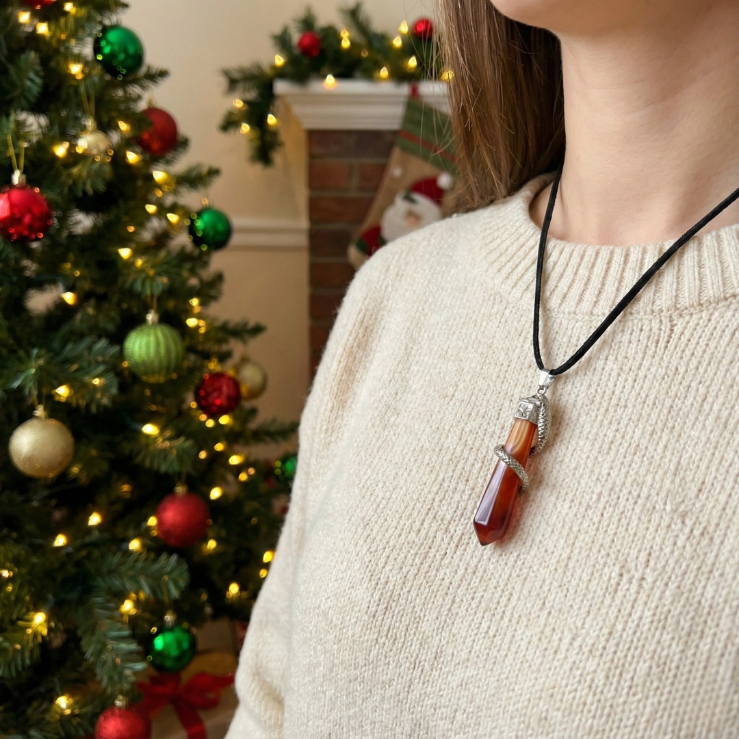 Carnelian Point Snake Pendant