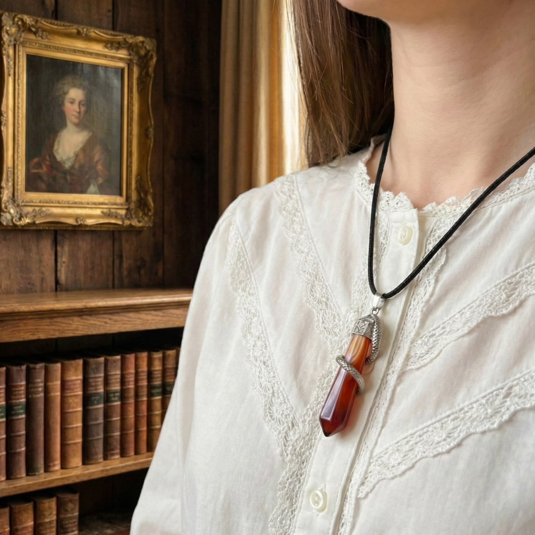Carnelian Point Snake Pendant