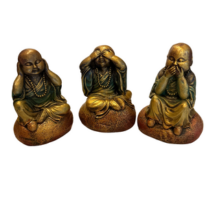 Three Wise Buddhas See Hear Speak No Evil Statues