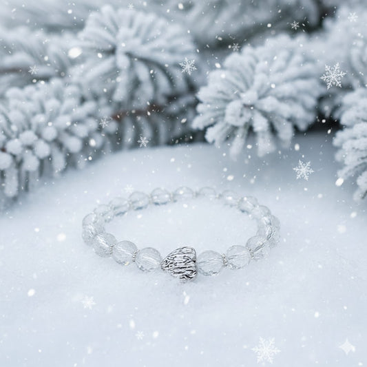 Facetted Clear Quartz Bracelet with Silver Heart Charm – Clarity, Energy & Winter Renewal