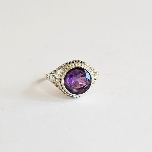 Amethyst Faceted Ring - Sz 8