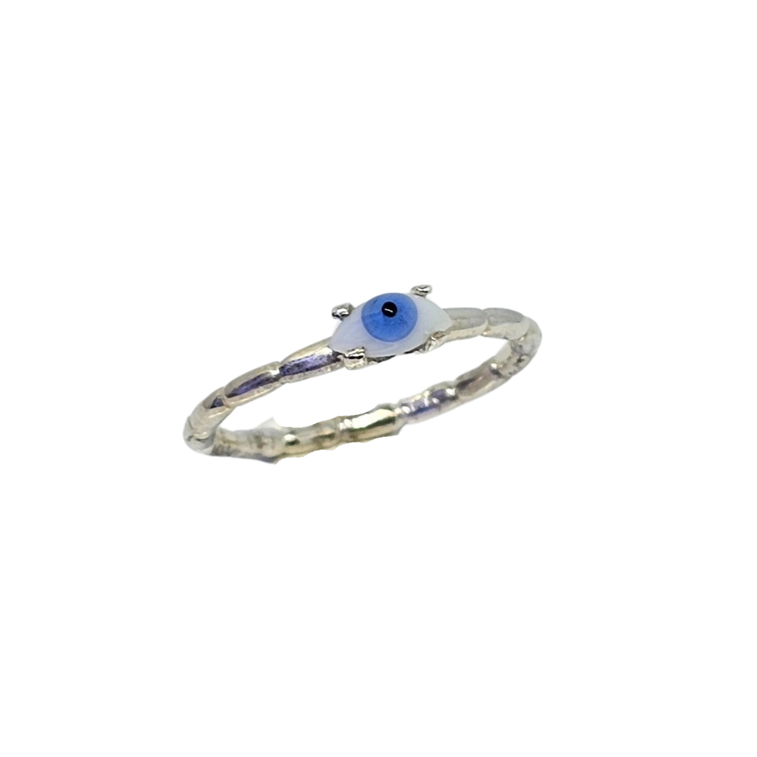 Sterling Silver Porcelain Evil Eye Ring