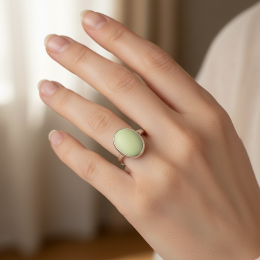 Gaspeite Ring - Sz 7, 8 - Emotional Healing and Positive Change