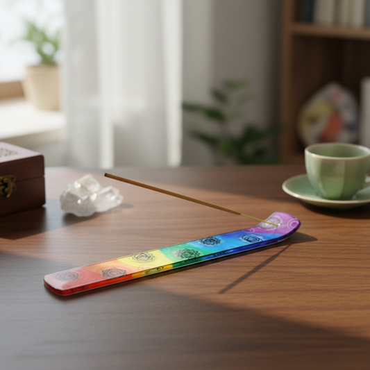 7 Chakra Curved Glass Incense Burner