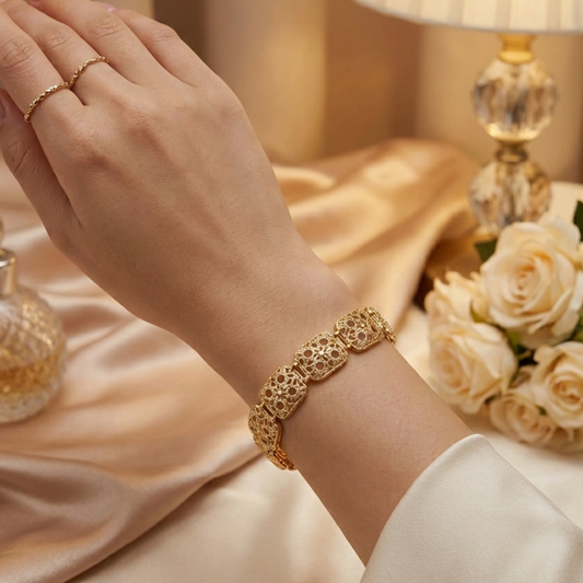 Gold Vermeil Geometric Lace Link Bracelet