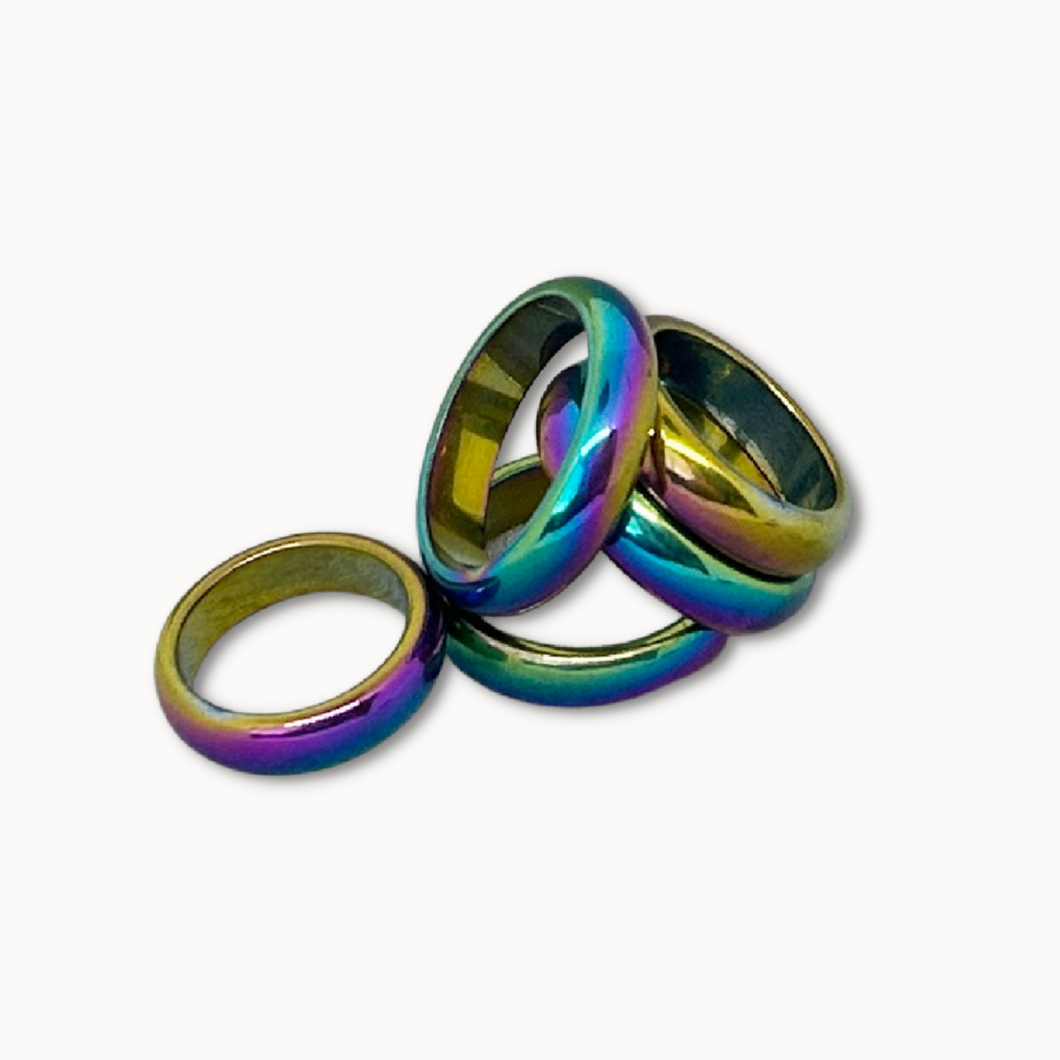 Titanium Hematite Ring - Magnetic, Domed Band