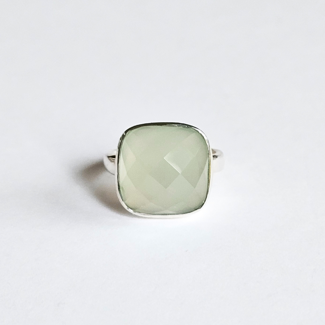 Lemon Lime Chalcedony Ring - Sz 7